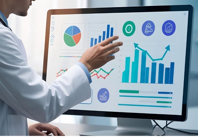 digital marketing chart analyzing by medical staff or doctor