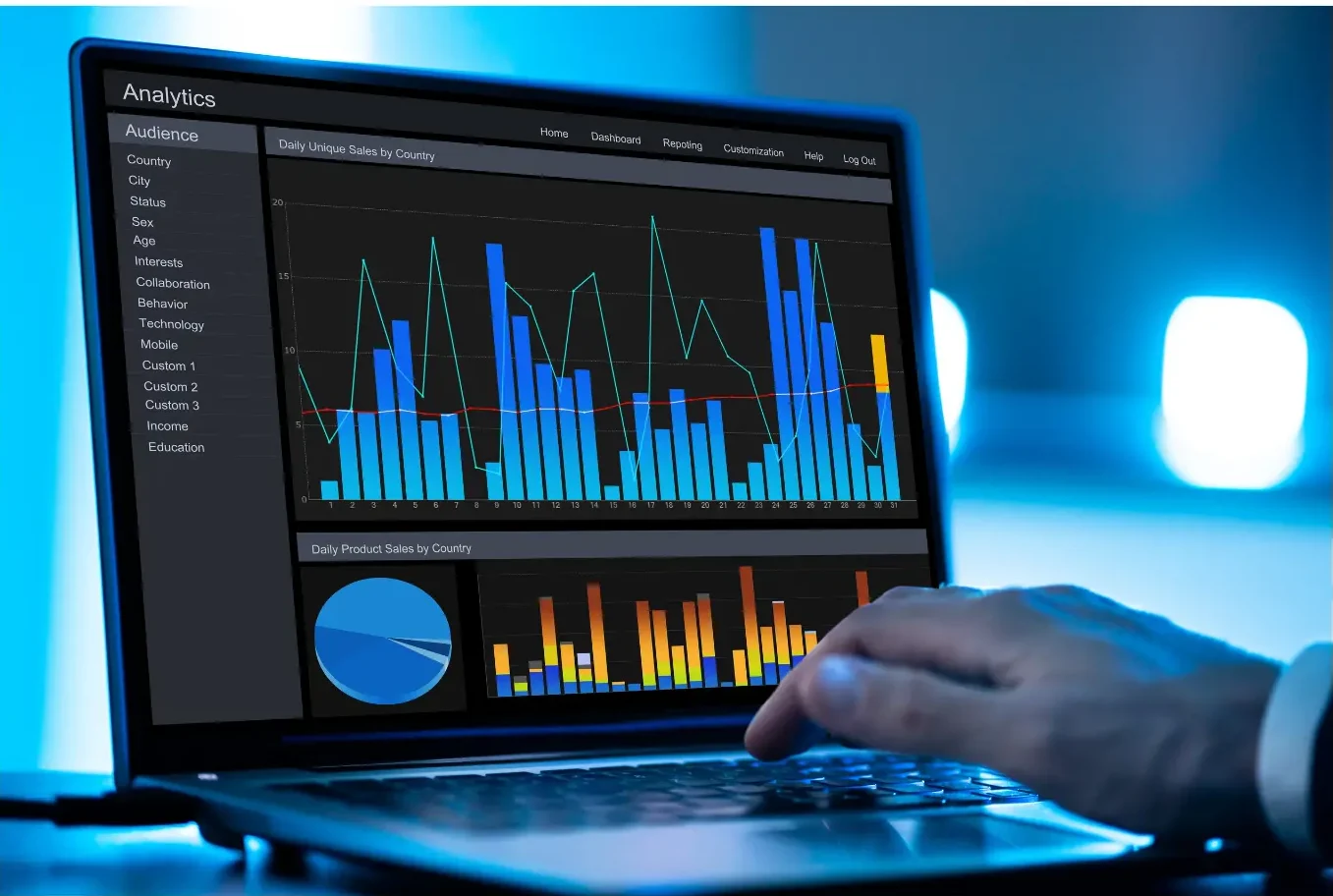 “Infographic of AI marketing techniques for clinics including predictive targeting, personalization, automation, reputation management, and analytics”