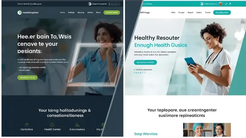 Comparison of outdated healthcare website versus modern mobile-friendly clinic website